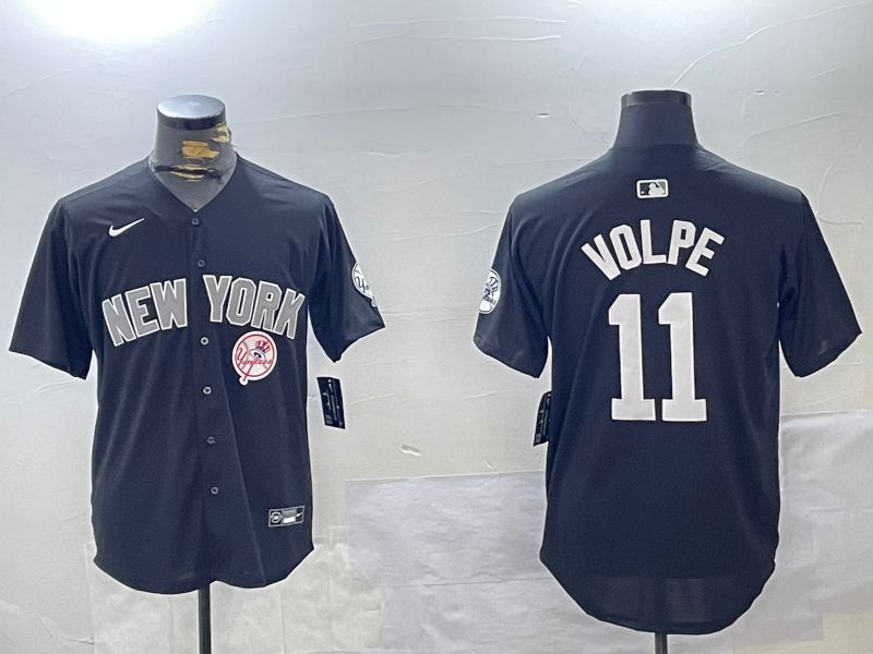 Men New York Yankees #11 Volpe Black Game 2024 Nike MLB Jersey style 12022->new york yankees->MLB Jersey